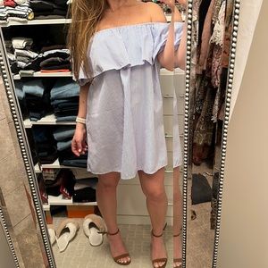 No label - blue and white stripe off the shoulder dress
